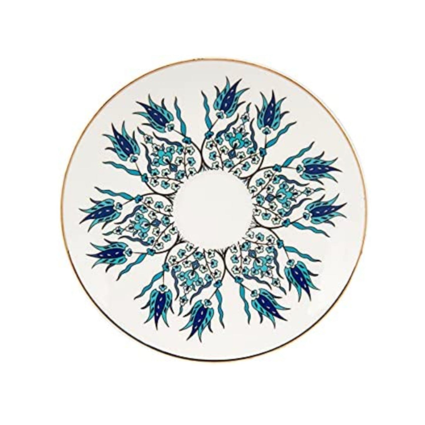 Evil Eye Inspired Cup & Saucer, Blue & White, Set of 2