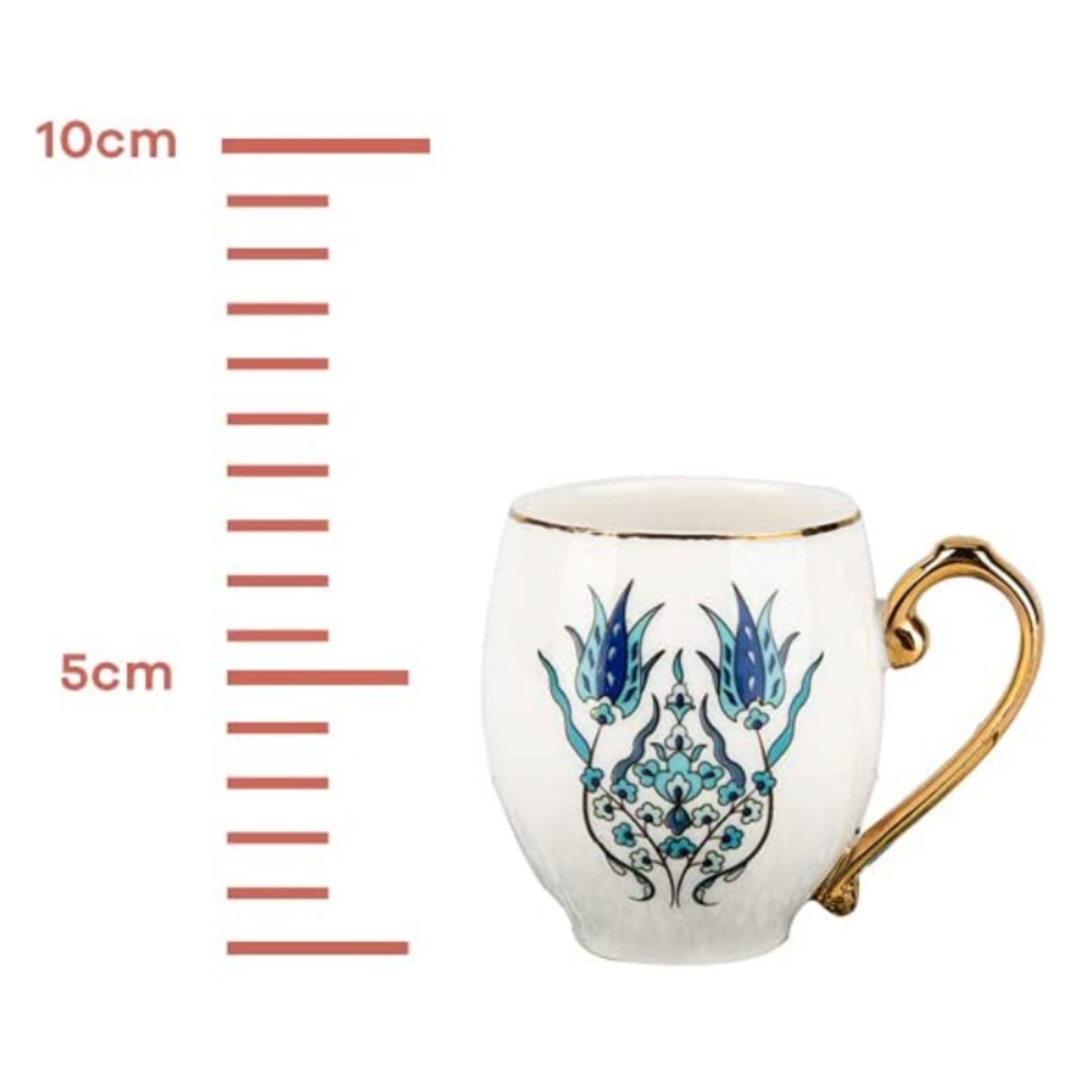 Evil Eye Inspired Cup & Saucer, Blue & White, Set of 2